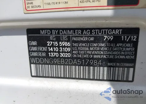 2013 Mercedes-Benz S 550 4Matic from USA, damaged, VIN WDDNG9EB2DA517984